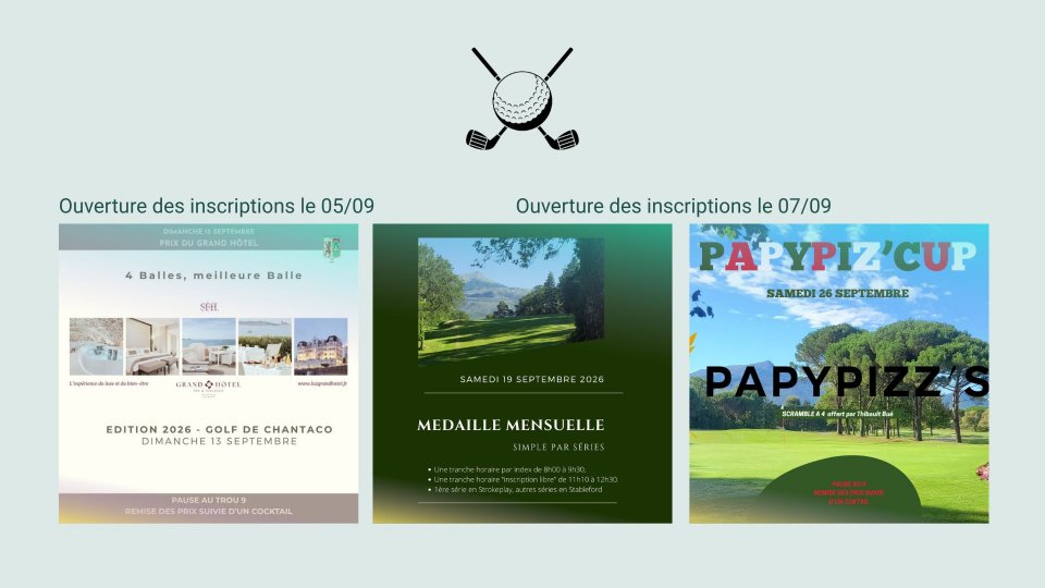 Prochaines COMPÉTITIONS