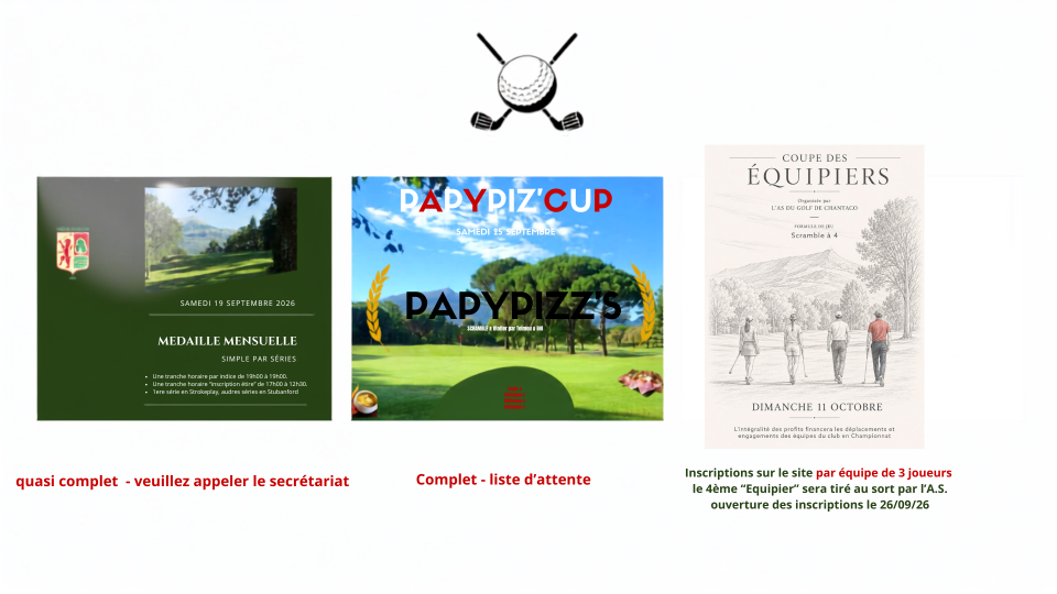 Prochaines COMPÉTITIONS