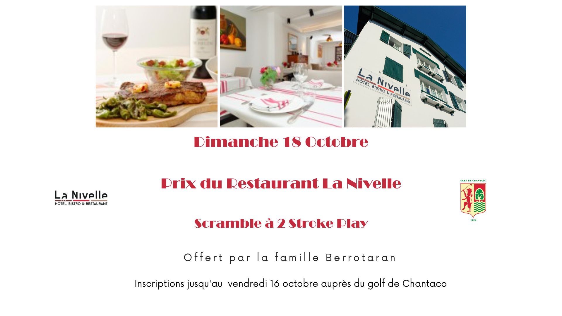 Prix de l'Hotel Restaurant LA NIVELLE